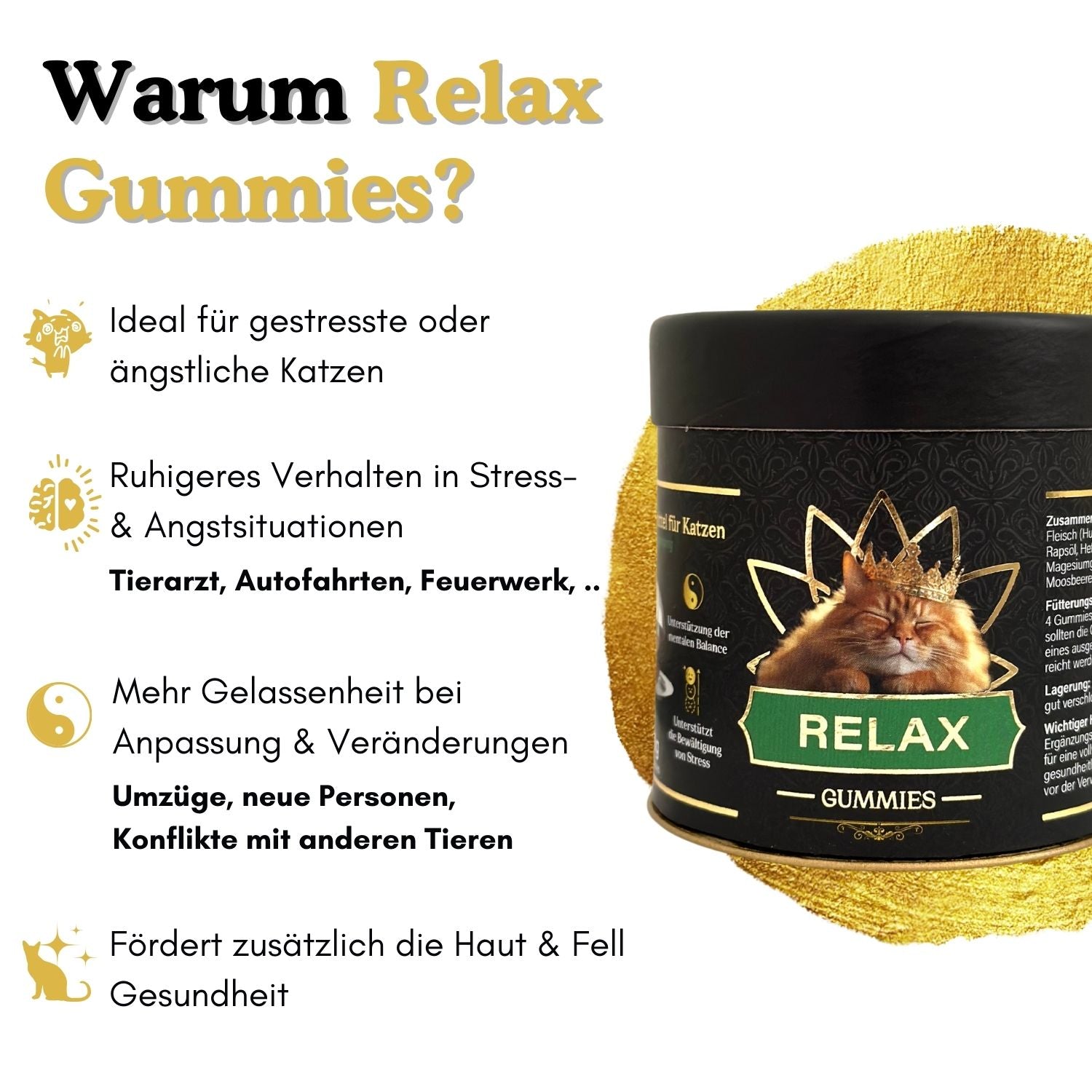 Die Relax Gummies sind ideal für gestresste oder ängstliche Katzen. 