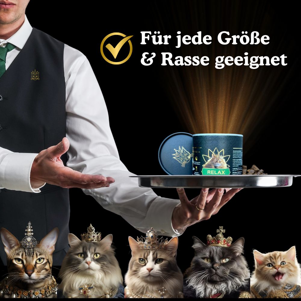 Die Relax-Gummies sind für Katzen in jeder Größe und Rasse geeignet. 