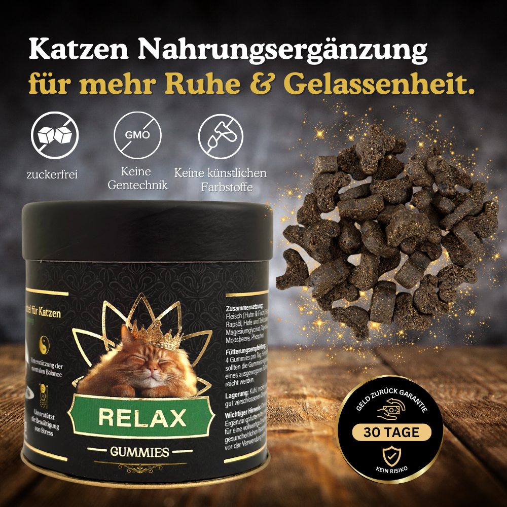 Relax Gummies - Katzennahrungsergänzung für mehr Ruhe und Gelassenheit. 