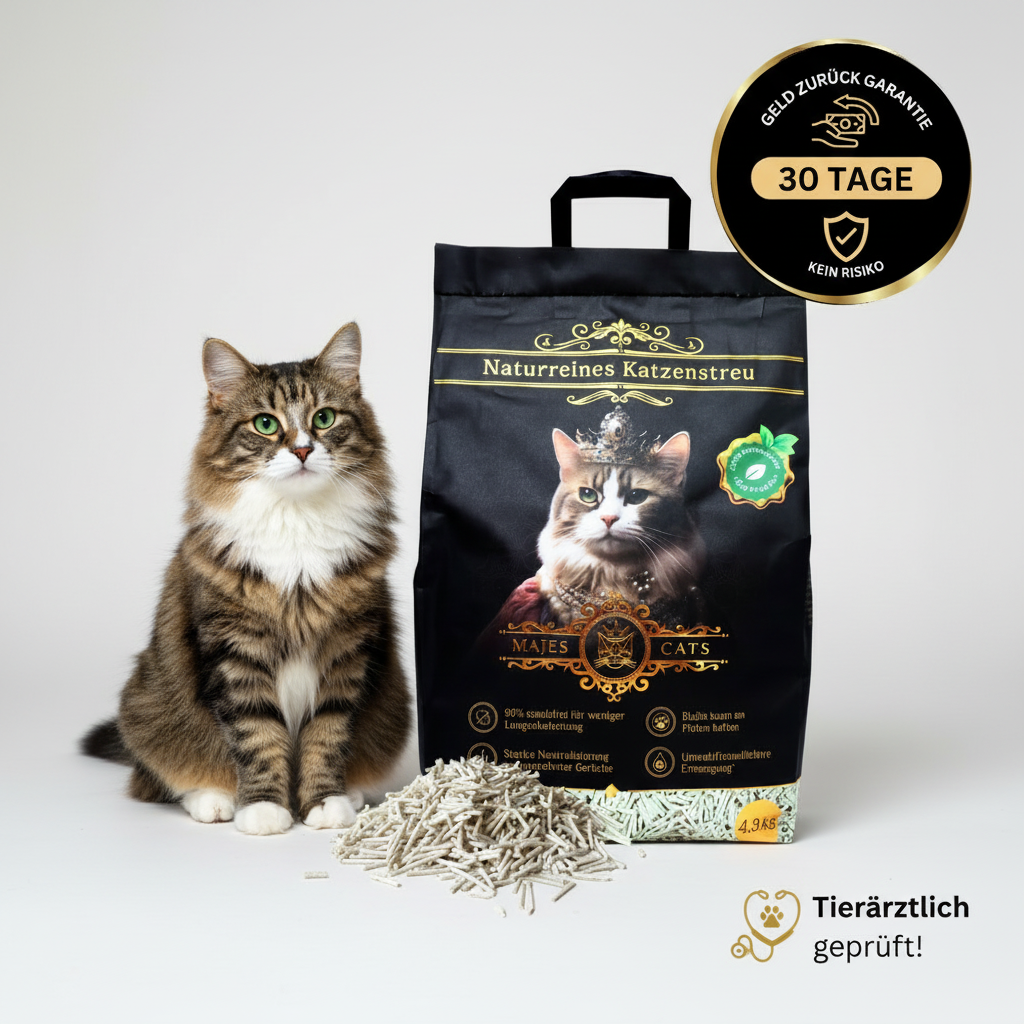 Naturreines Katzenstreu mit Katze